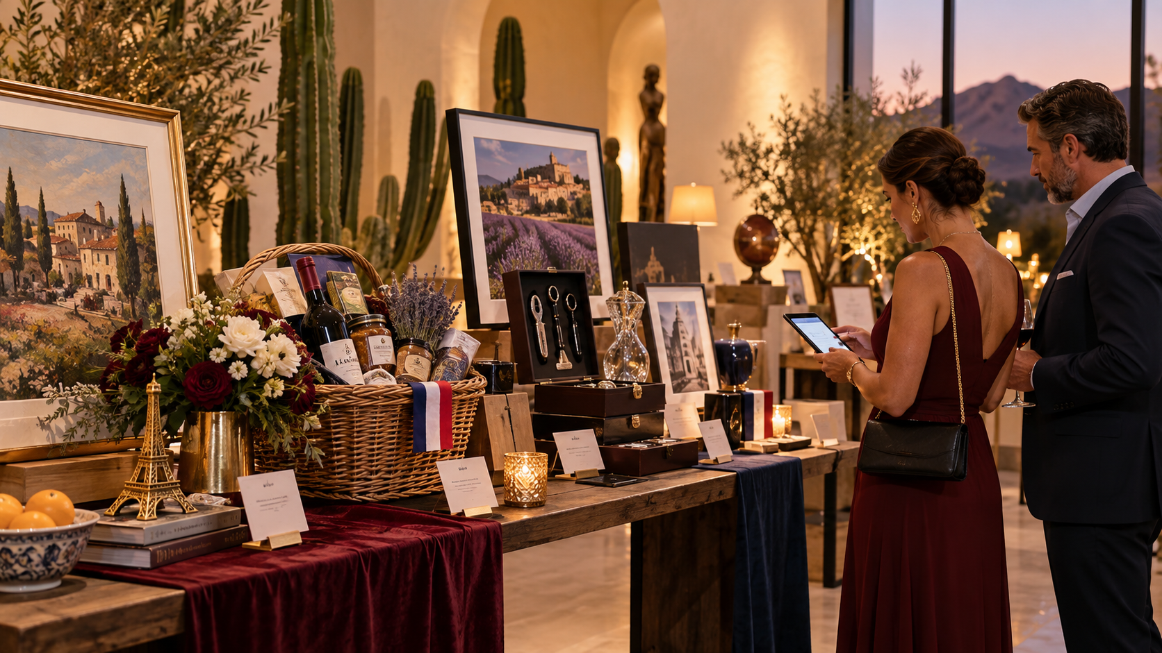 Guests gathered for an event auction